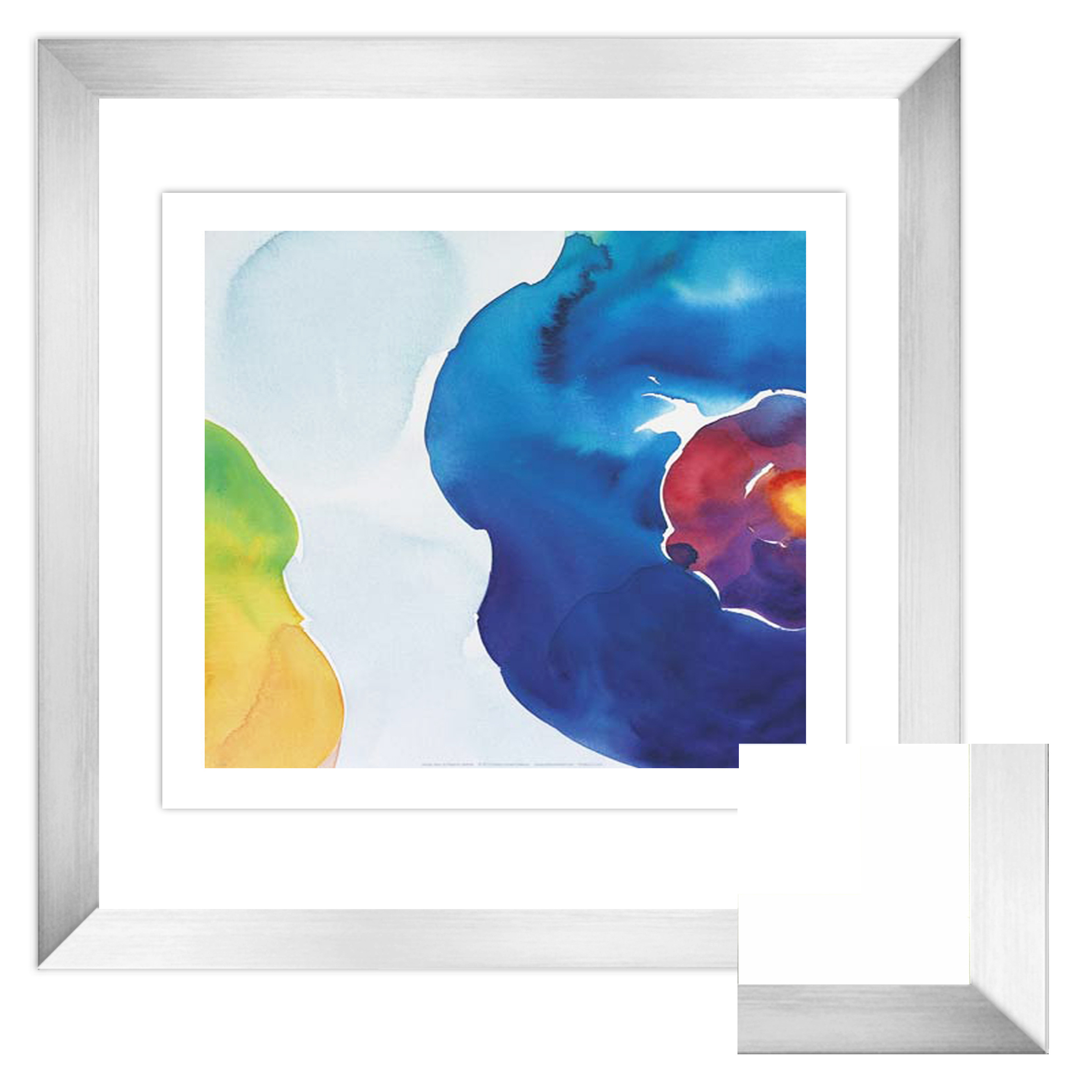 FP185 Wall décor art framed print abstract floral silver frame